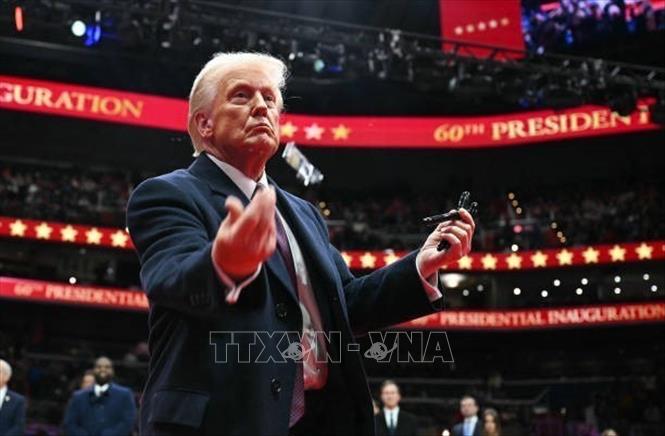 Tân Tổng thống Mỹ Donald Trump tại lễ nhậm chức ở Washington, D.C., ngày 20/1/2025. Ảnh: Getty Images/TTXVN