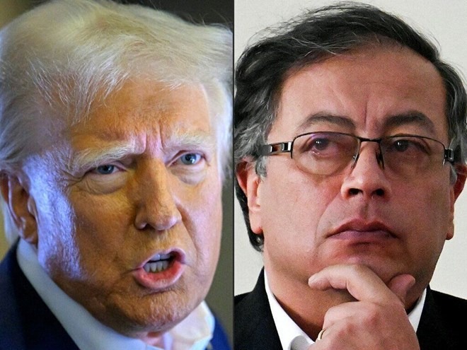 Tổng thống Mỹ Donald Trump và Tổng thống Colombia Gustavo Petro. Ảnh: AFP