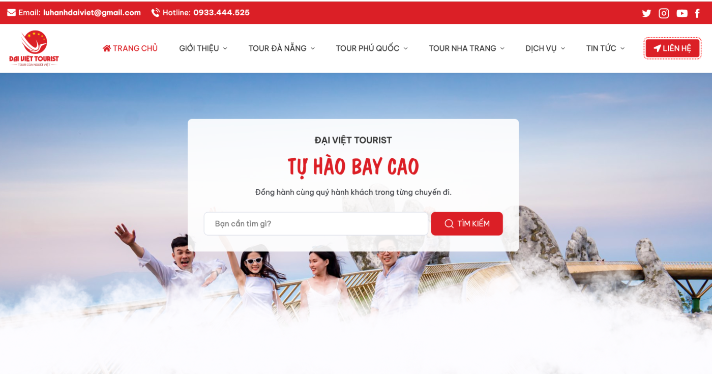 Đại Việt Tourist có website chính thức là daivietourist.vn