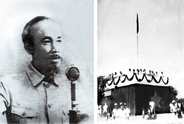 Chủ tịch Hồ Chí Minh đọc Tuyên ngôn Độc lập tại Quảng trường Ba Đình ngày 2-9-1945. Ảnh:  Tư liệu