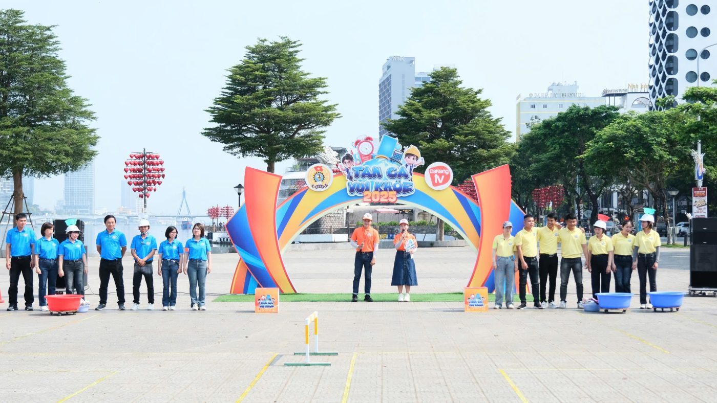 Số đầu tiên của chương trình Game show truyền hình “Tan ca Vui - Khỏe” vừa được Báo và Đài Phát thanh - Truyền hình Đà Nẵng ghi hình xong. Ảnh: VÂN TRÀ