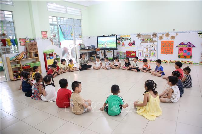 Một buổi học của các em học sinh trường Mầm non 1 Tháng 6, thành phố Tây Ninh, tỉnh Tây Ninh. Ảnh minh họa: Giang Phương/TTXVN