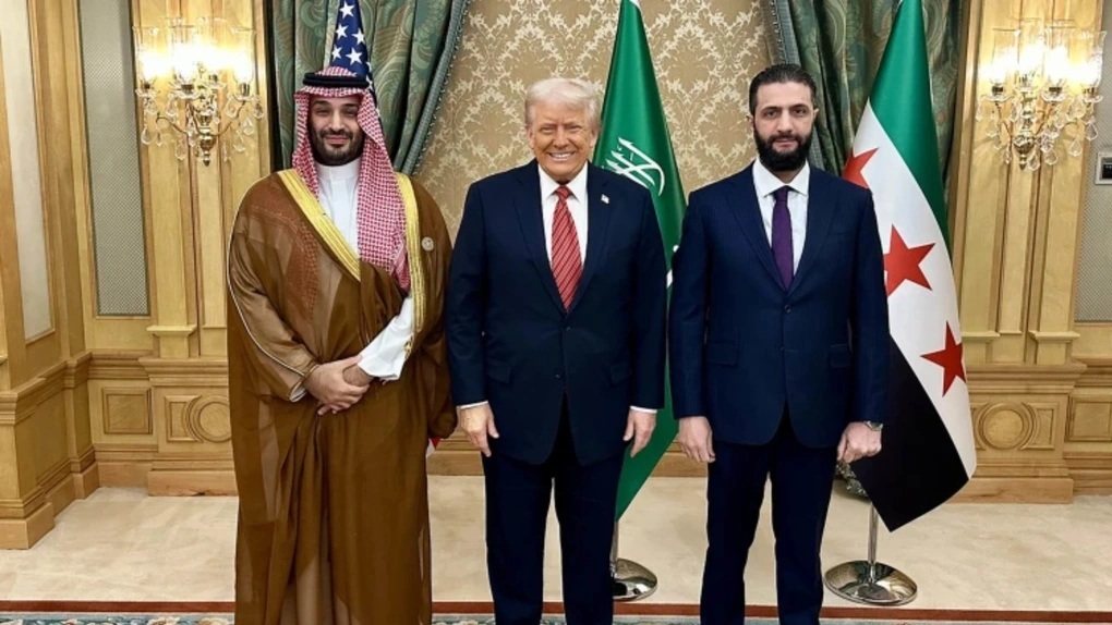 Cuộc gặp giữa lãnh đạo Mỹ, Syria và Saudi Ảnh: Reuters.