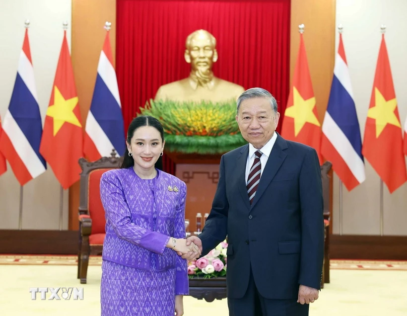 Chiều 16/5, tại Trụ sở Trung ương Đảng, Tổng Bí thư Tô Lâm tiếp Thủ tướng Vương quốc Thái Lan Paetongtarn Shinawatra thăm chính thức Việt Nam. (Ảnh: Thống Nhất/TTXVN)