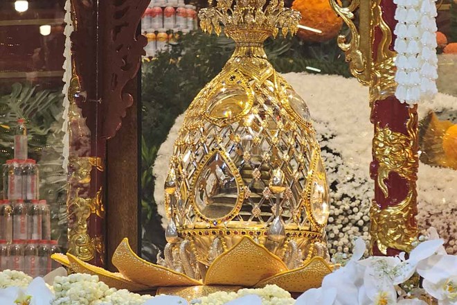 Xá lợi Đức Phật là phần di cốt thiêng liêng còn lại của Đức Phật Thích Ca Mâu Ni. Ảnh: Đoàn Hưng