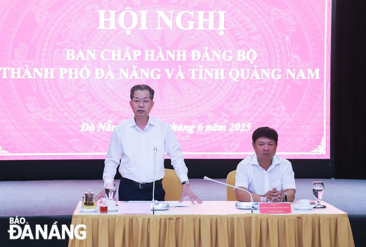 Bí thư Thành ủy Nguyễn Văn Quảng phát biểu kết luận. Ảnh: NGỌC PHÚ