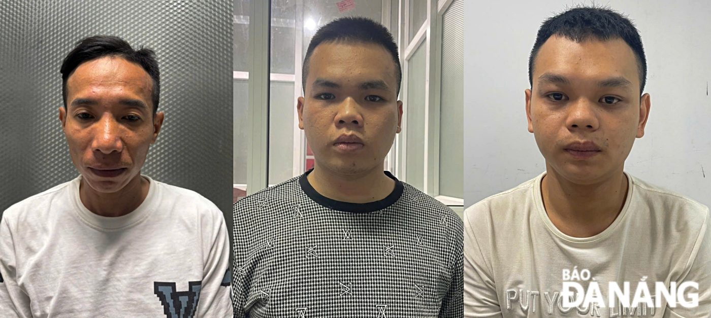 Các đối tượng Lê Văn Cường, Lê Văn Tuấn và Lê Huỳnh Đức (từ trái qua). Ảnh: CATP
