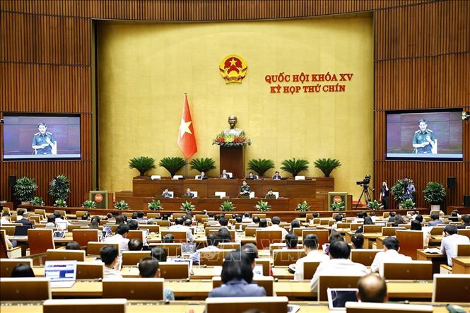 Sáng 14/6/2025, Bộ trưởng Bộ Quốc phòng Phan Văn Giang phát biểu giải trình, làm rõ một số vấn đề đại biểu Quốc hội nêu. Ảnh: Doãn Tấn/TTXVN