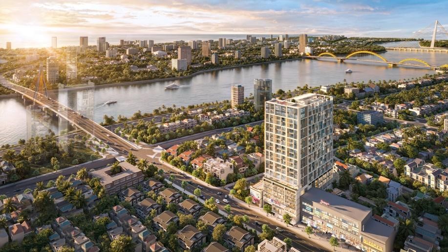 Sun Solar Residence sở hữu vị trí trung tâm hiếm có bên dòng sông Hàn. (Ảnh phối cảnh: Sun Property).